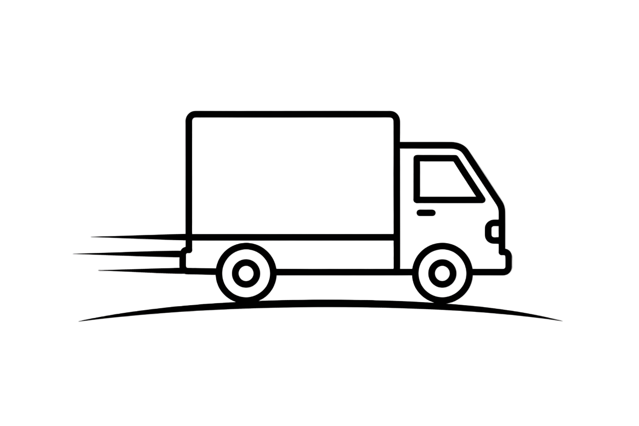 gör en liten outline av en lastbil som åker, med transparent bakgrund